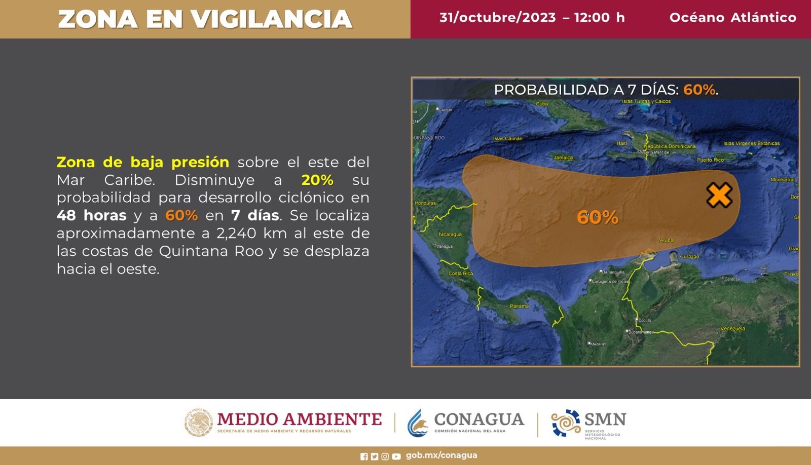 Vigila Coordinación de Protección Civil estatal zona de baja presión en